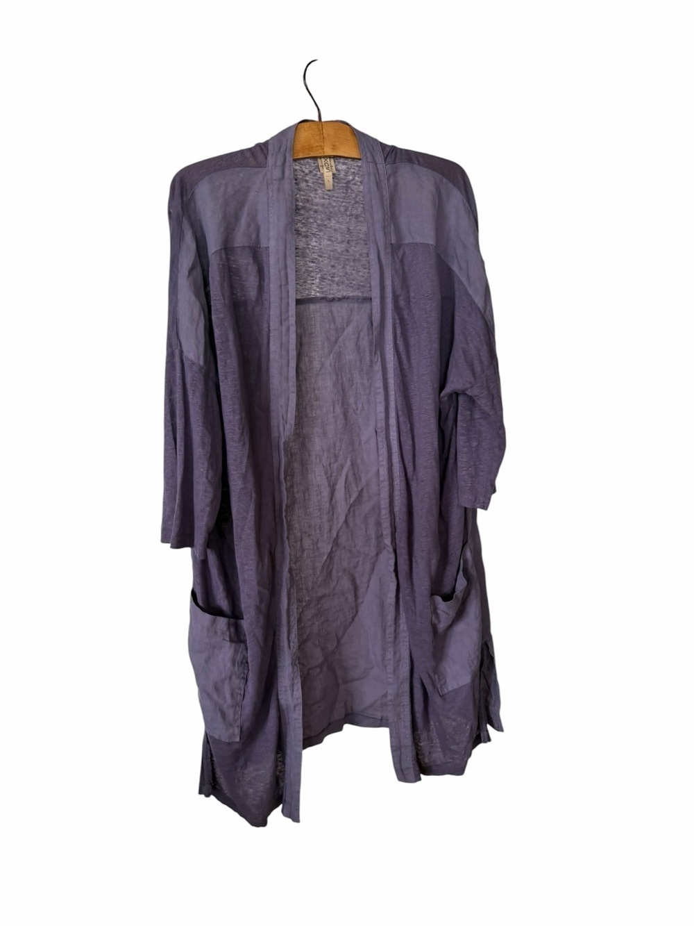 XCVI Purple Breathable Linen Lightweight Long Cardigan Size L